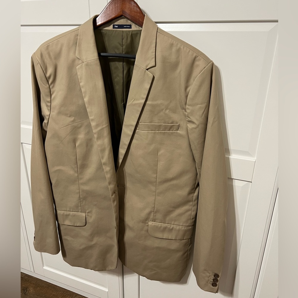 Gap Blazer Mens XL Khaki Cotton Sport Coat 2 Button Casual Jacket